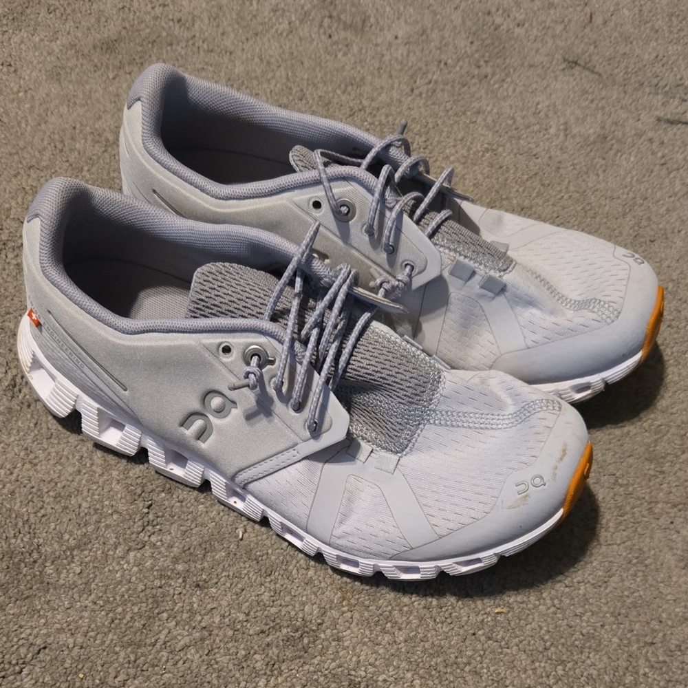 On Running Gray Athletic Shoes with Mesh Design